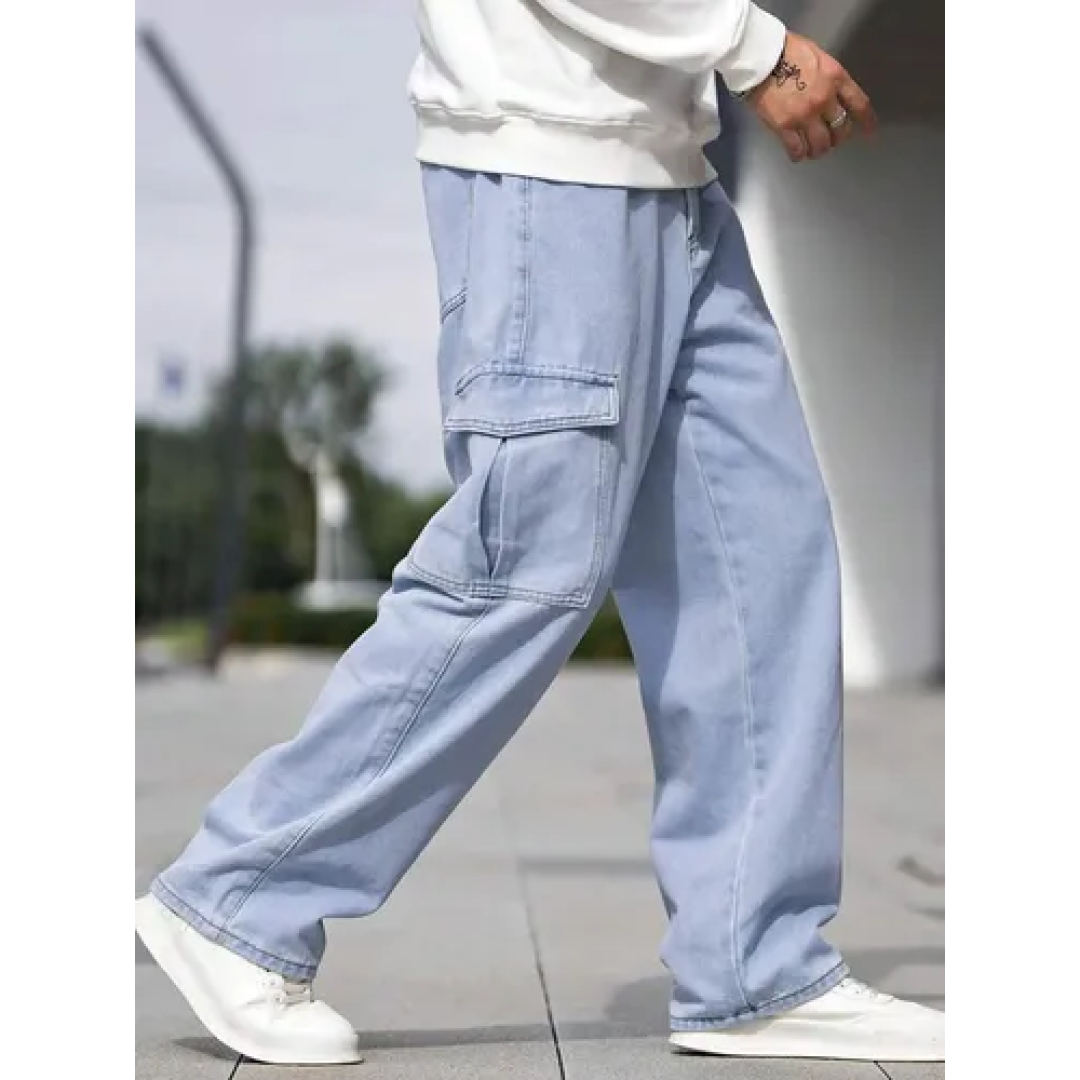 Calça Cargo Jeans Streetwear (5 cores)