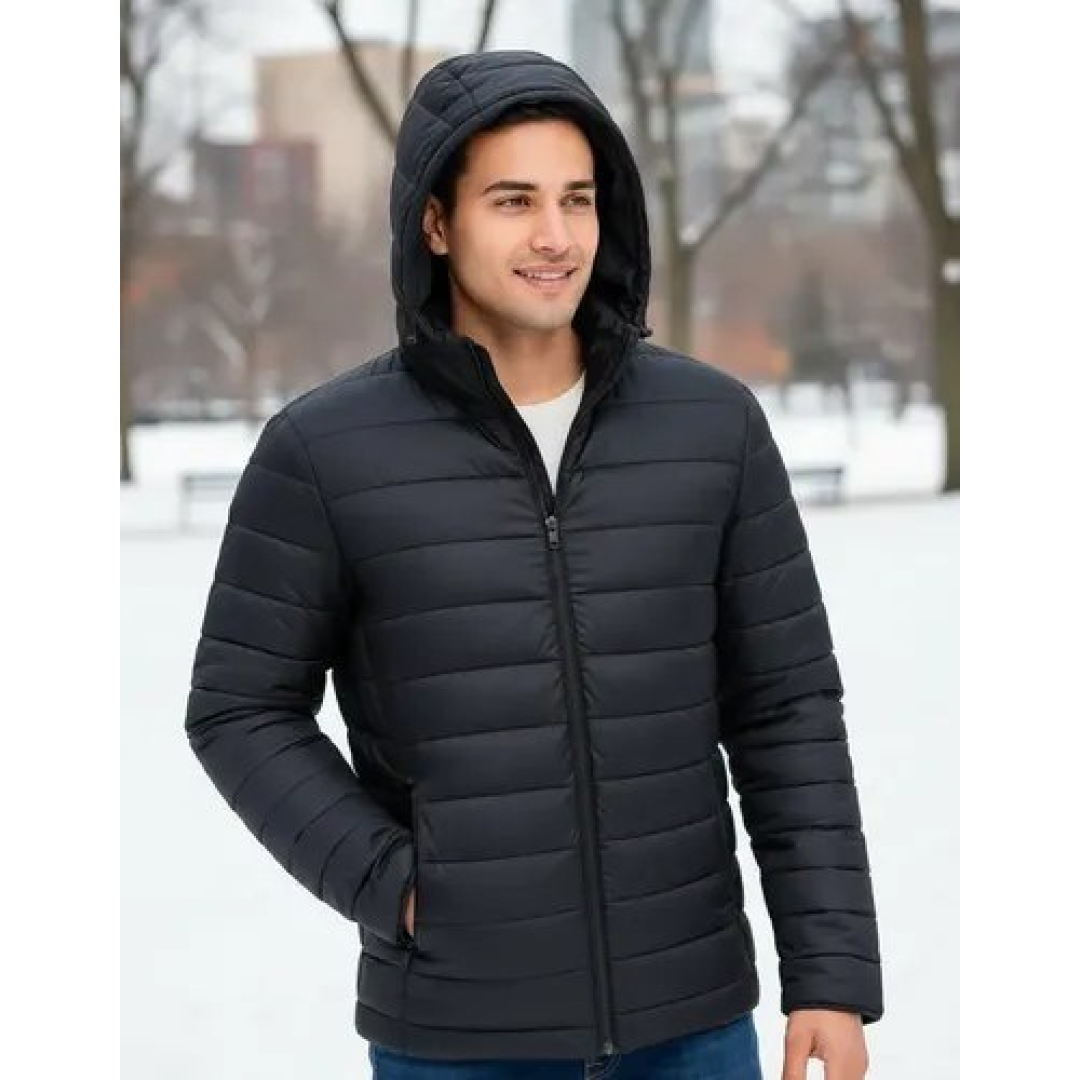 Bobojaco Masculino Impermeável Térmico Corta Vento Capuz Preto