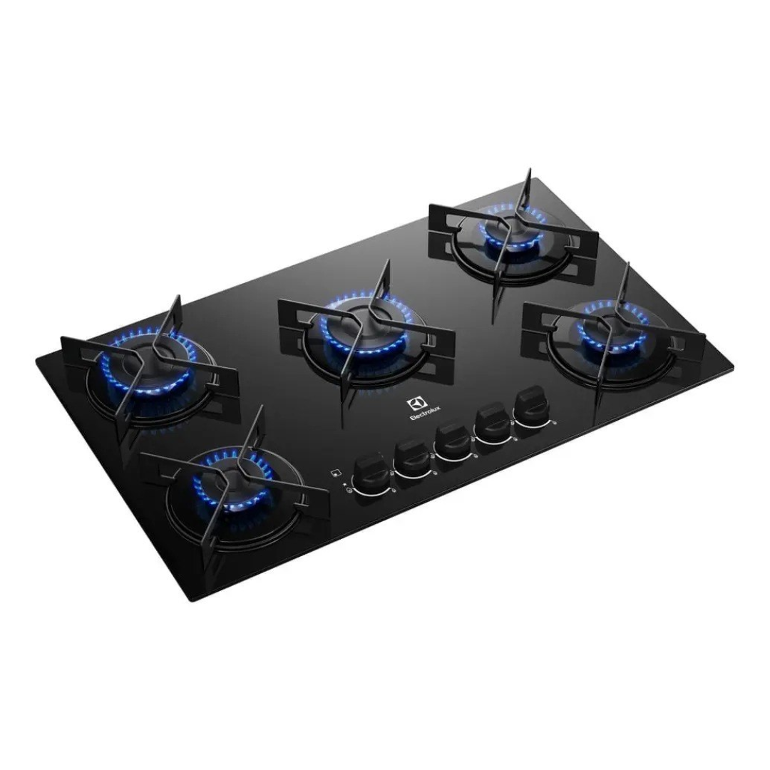 Cooktop 5 Bocas a Gás Electrolux Mesa de Vidro Efficient Grade de Aço Fosco (KE5GR) Bivolt