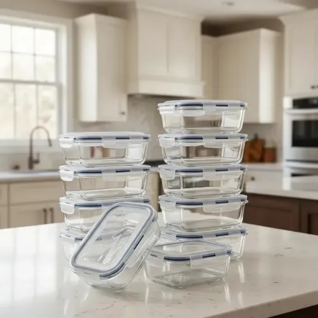 Kit 10 Potes Vidro Borossilicato Hermético Freezer E Forno