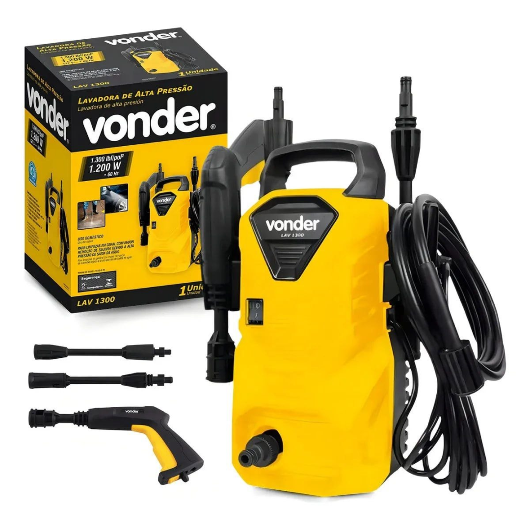 Lavadora de Alta Pressão Vonder LAV 1300 - 1300 Libras, Compacta, Potente, Ideal para Carros, Quintais e Limpezas Pesadas