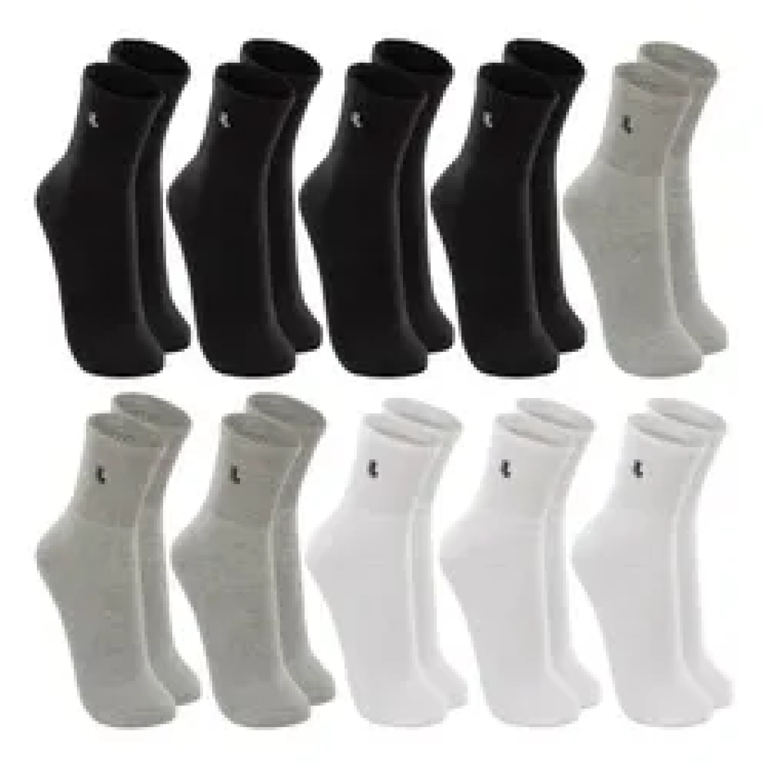 Kit com 10 Pares Meia Lupo Cano Médio Algodão