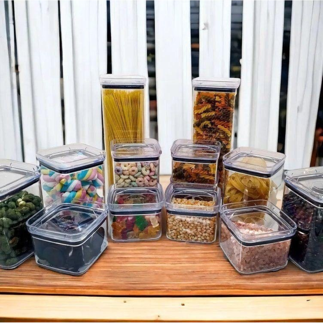 Kit com 12 Potes Porta Mantimento Hermético