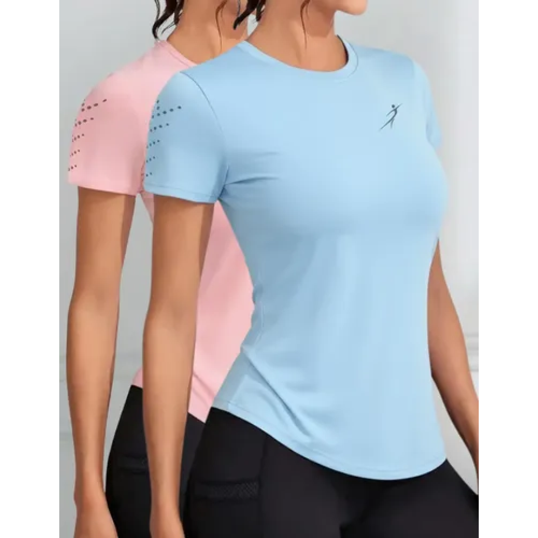 Kit 2 Camisetas Dry Fit Feminina Fitness Academia Treino