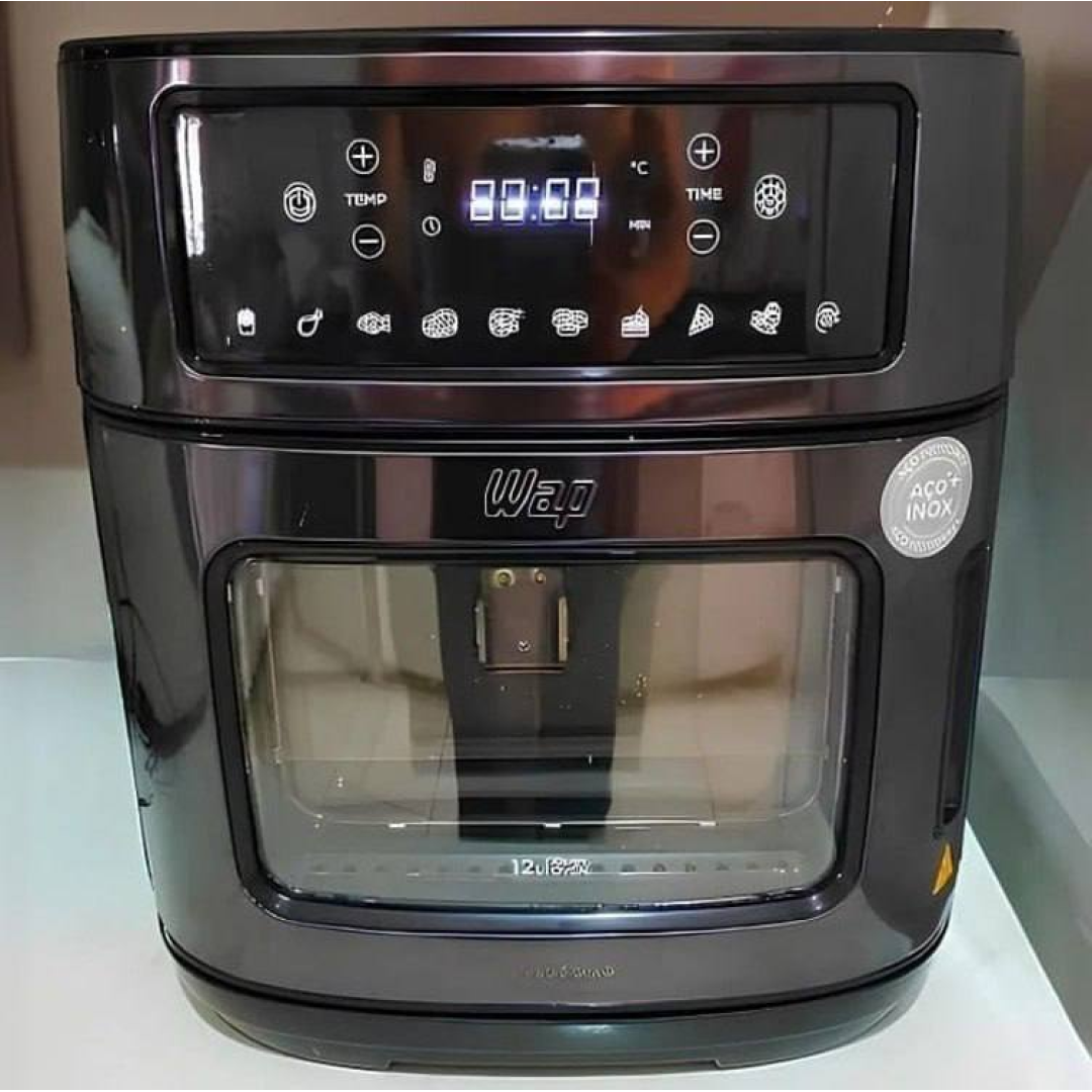 Fritadeira Elétrica Wap Air Fryer Oven Digital Black Inox 12 Litros com Revestimento Antiaderente