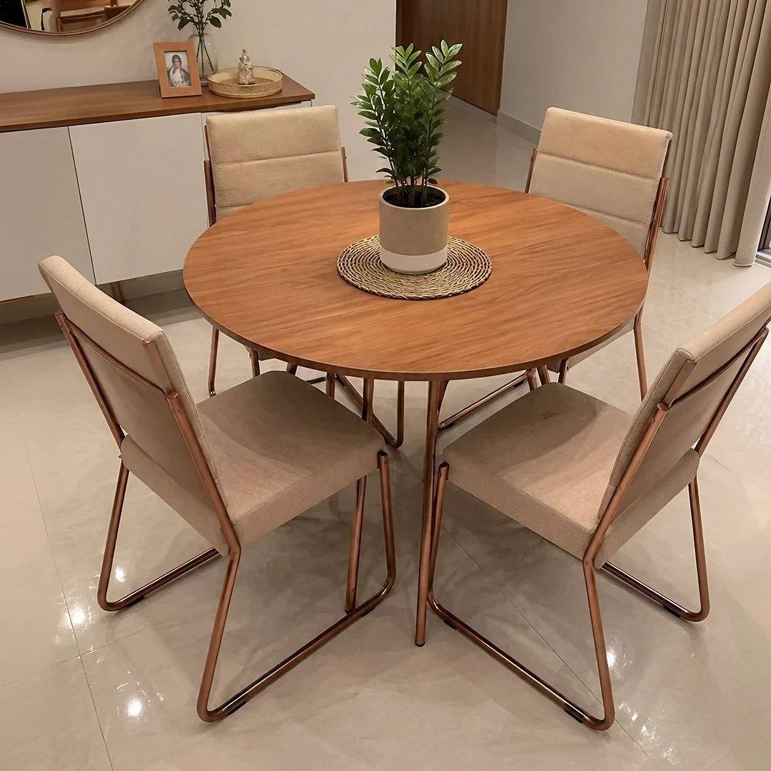 Conjunto Sala de Jantar 4 Cadeiras San Francisco Carraro Freijó com Rosê