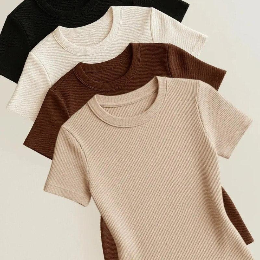 Kit 4 Blusas Feminina Ribana Canelado Estilosa Básica Casual