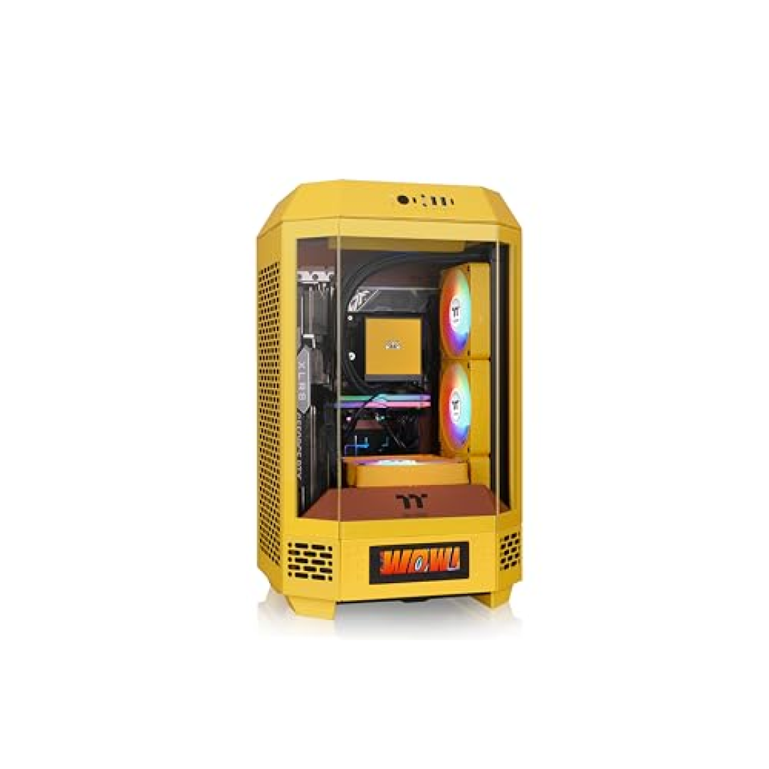 Thermaltake Torre Mini Torre 250 mITX; Ventoinhas CT de 2 x 120 mm incluídas; Suporte de radiador de 360 mm; Folga GPU de 360 mm; Câmara Dupla; Caramelo de Manteiga; CA-1Z9-00SMWN-00