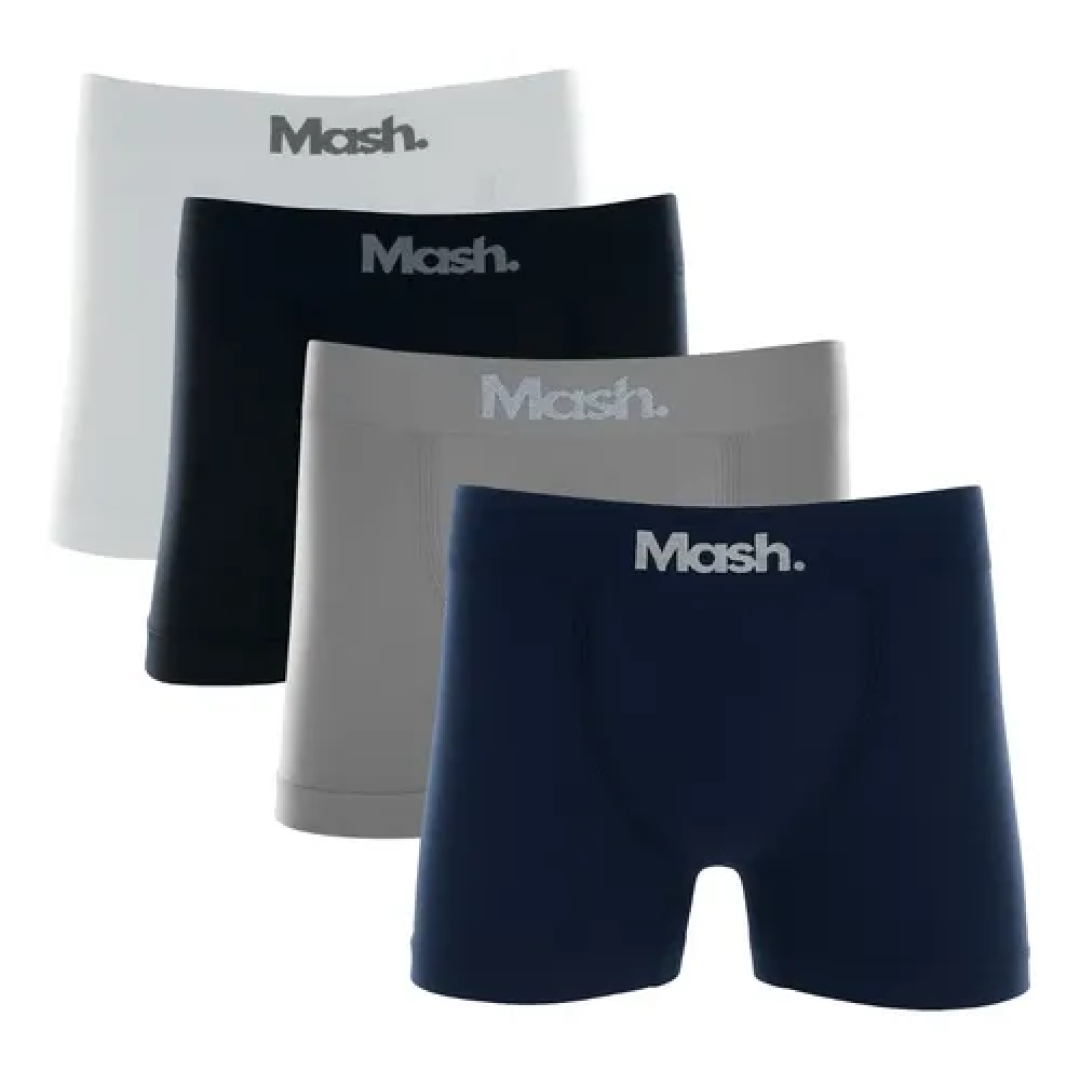 Kit com 4 Cuecas Boxer Microfibra sem Costura Mash