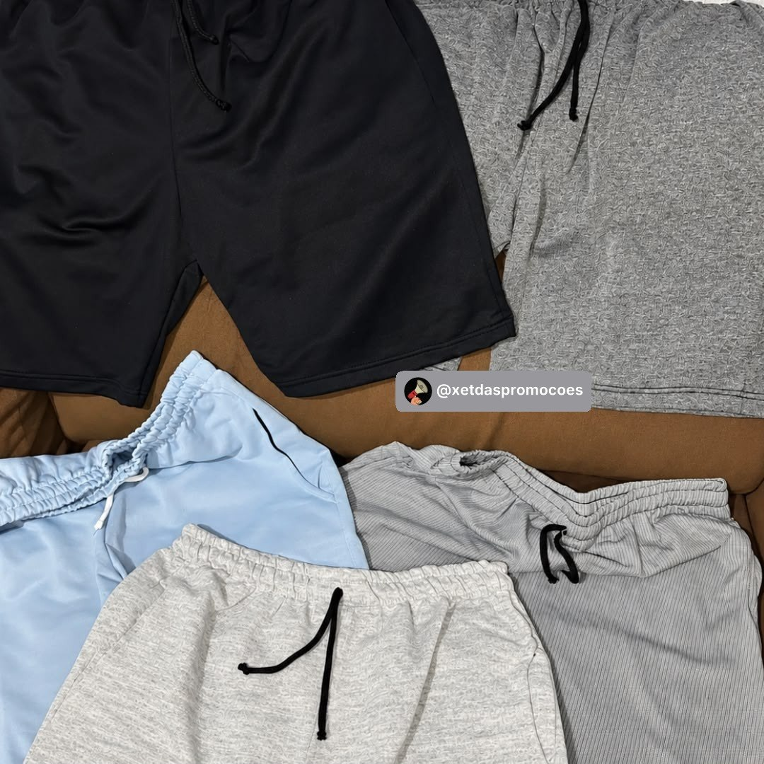 Kit com 5 Bermudas Short Moletom