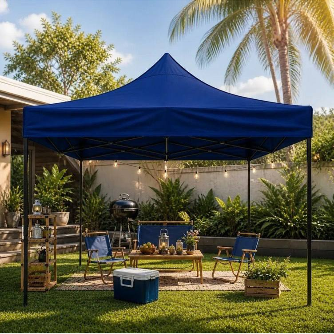 Tenda Sanfonada Gazebo 3x3 Articulada Pesca Praia Camping Azul-escuro