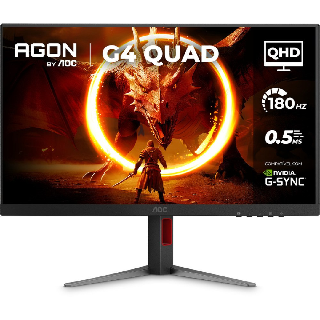 Monitor Gamer Aoc Agon Quad 27" Qhd 180Hz 0,5ms Ips Hdr10 Base Ajustável Q27g4f