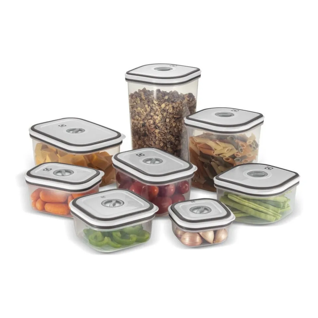 Kit Potes Plásticos Transparente com Tampa Branca 8 Unidades Electrolux