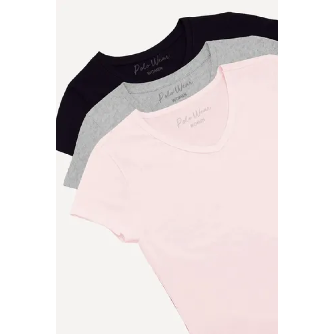 Kit com 3 Camisetas Feminina Polo Wear