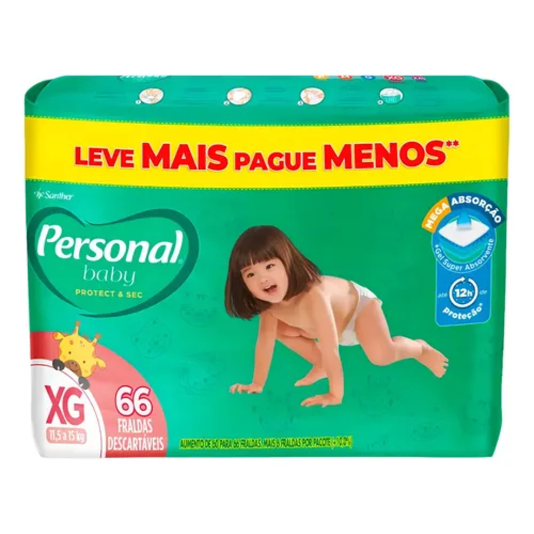 Fralda Personal Protect & Sec XG Com 66 Unidades