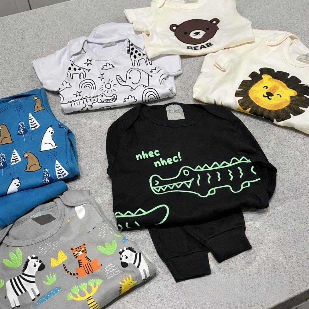Kit com 9 Peças (3 Conjuntos) Menino Algodão Inverno (RN ao GG)