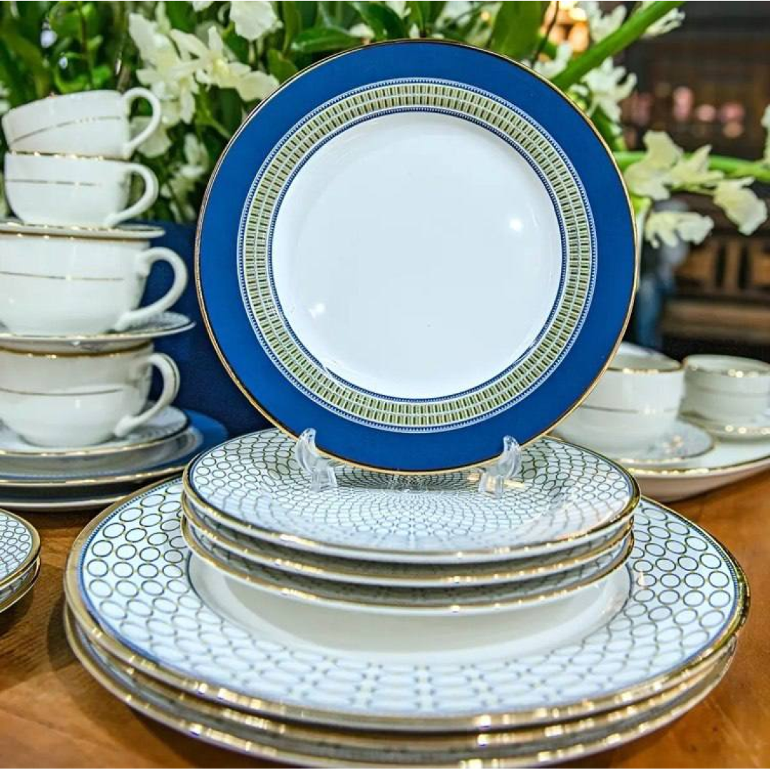 Conjunto de Pratos Sobremesa Acanthus Azul Alleanza