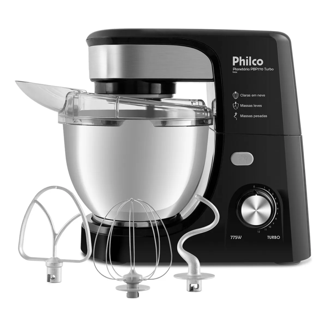 Batedeira Planetária Philco Pbp770pi Turbo Inox 775w Cor Preto