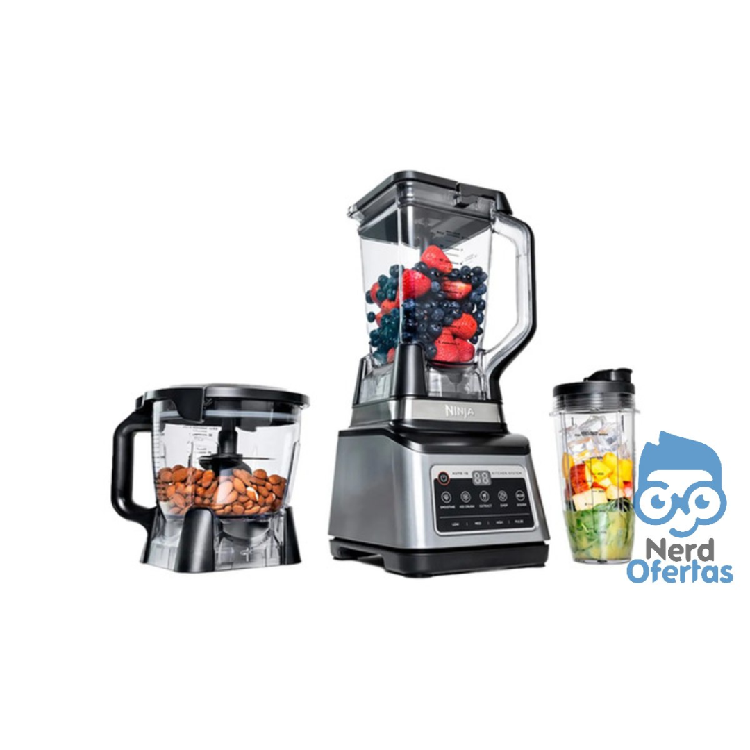 Liquidificador Ninja Kitchen System 3 em 1 Processador e Triturador Jarras de 2,2 Litros e 700ml 1.200W 110V