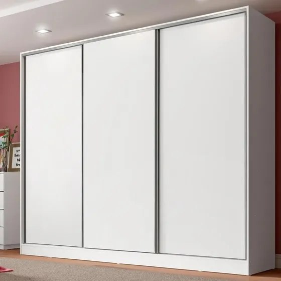 Guarda-roupa Casal Madesa Royale 100% MDF 3 Portas de Correr Branco