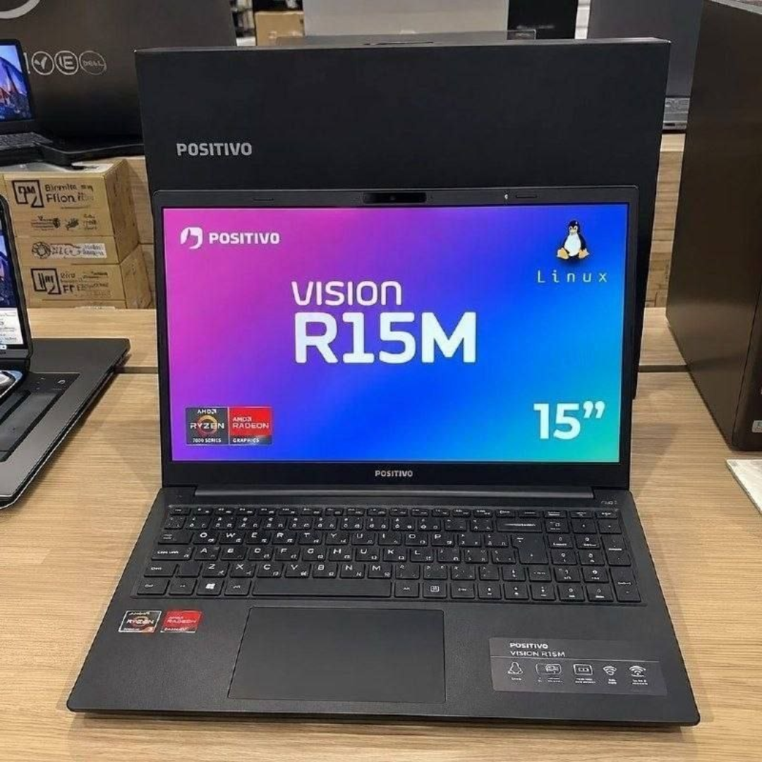 Notebook Positivo Vision R15M AMD Ryzen 5-5625U Linux 8GB RAM 256GB SSD Wi-Fi 6 Tela 15” Full HD IPS Antirreflexo - Minitela 1,54" - Lumina Bar com 3 ...
