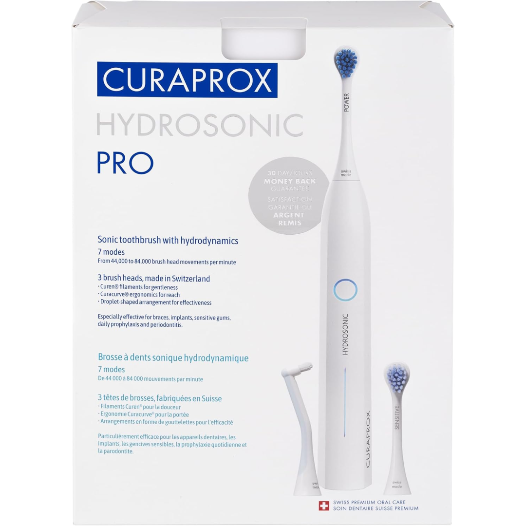 Curaprox Escova de dentes Hydrosonic Pro Sonic para dentes sensíveis, implantes e aparelhos