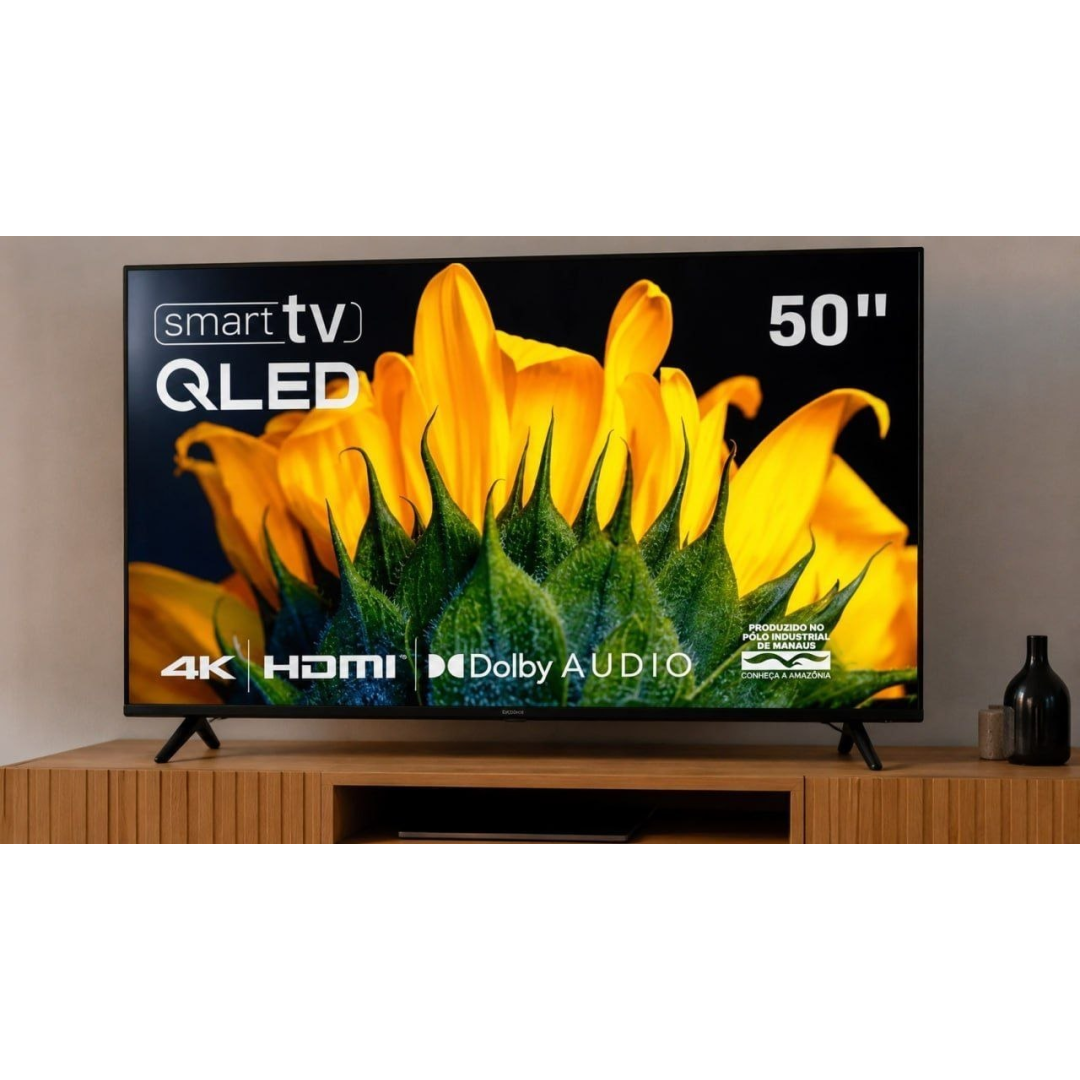 Smart TV HQ QLED 50 Polegadas HQ-QLED50SM 4K Wi-Fi Bluetooth, Dolby Audio, Apps, Netflix, YouTube e Prime Video, 3 HDMI