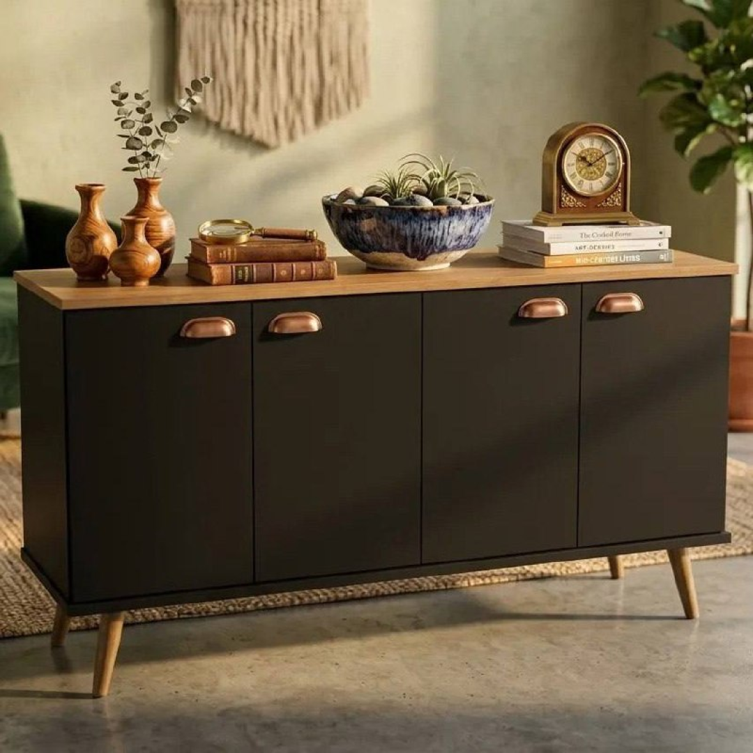 Armário Balcão Moderno Para Sala Ou Cozinha Estilo Nórdico Preto