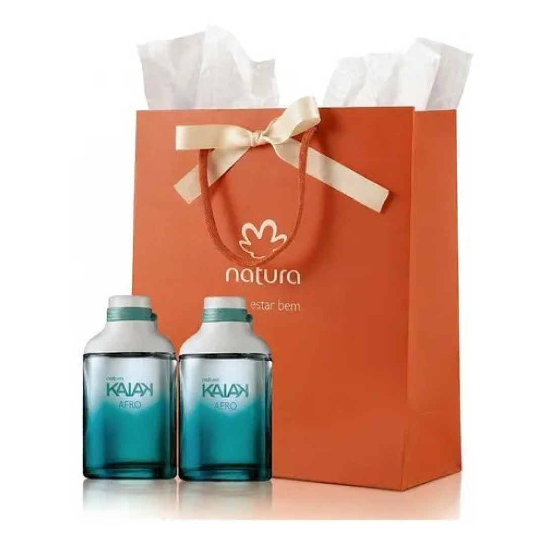 Kit Presente Kaiak Aero: 2 Unidades Deo Colônia 100ml + Sacola De Presente Com Laço Tam. M