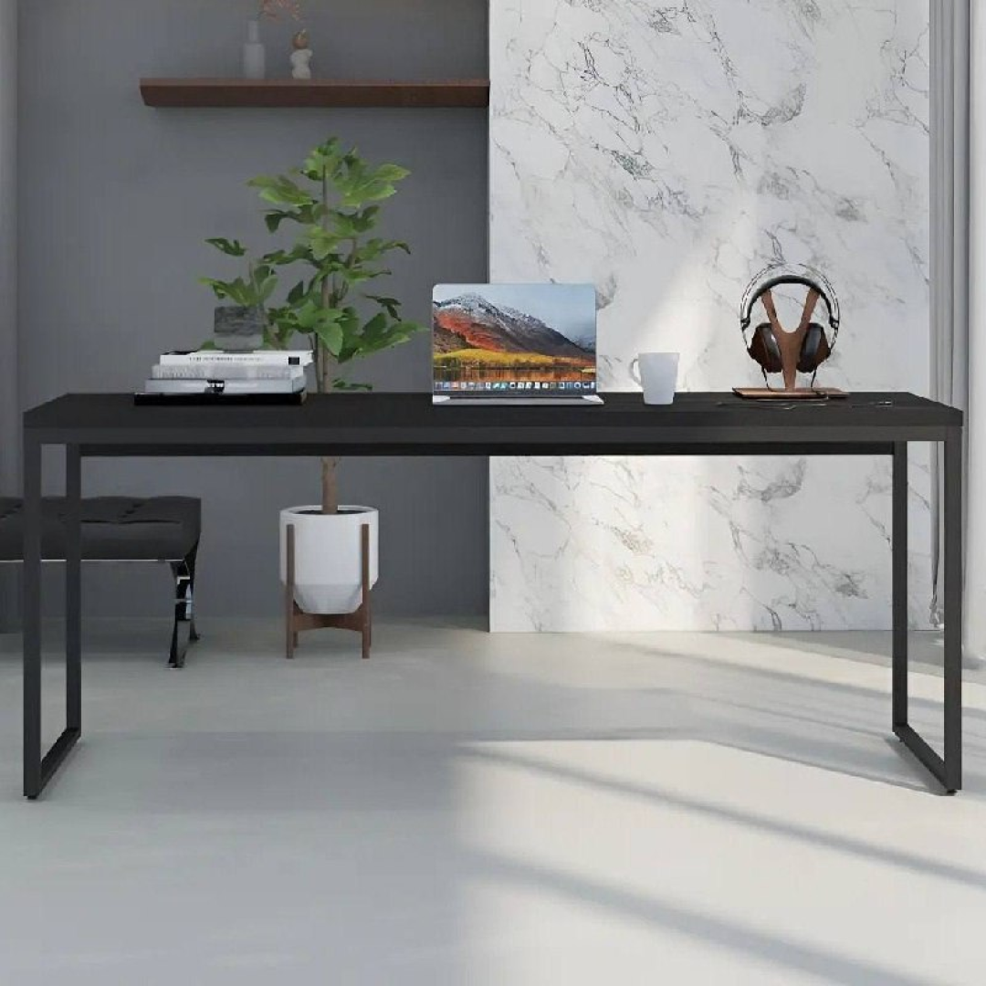 Mesa Para Escritório Diretor 1,80m Dynamica Cor Preto Ônix / Est.Preta