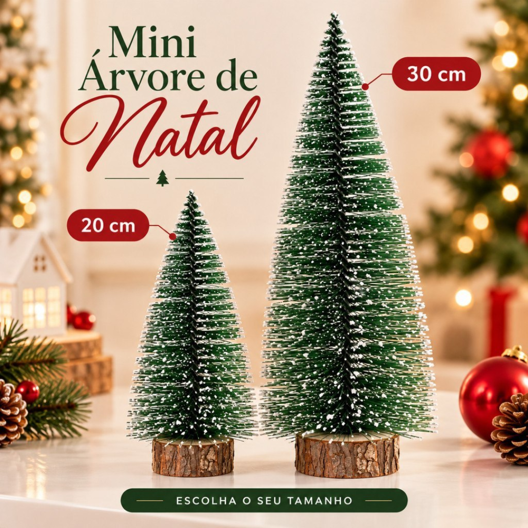 Kit 4 Mini Árvores de Natal Pinheiro Decorativo Enfeite Natalino para Mesa Presépio Decoração