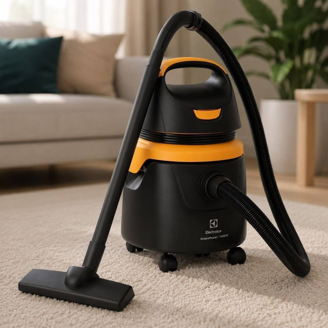 Aspirador De Pó E Água Electrolux 1400w 18 Litros 6,2 Raio De Ação Compacto Potente Função Sopro Protetor Térmico Aqp20 Preto/laranja 127v
