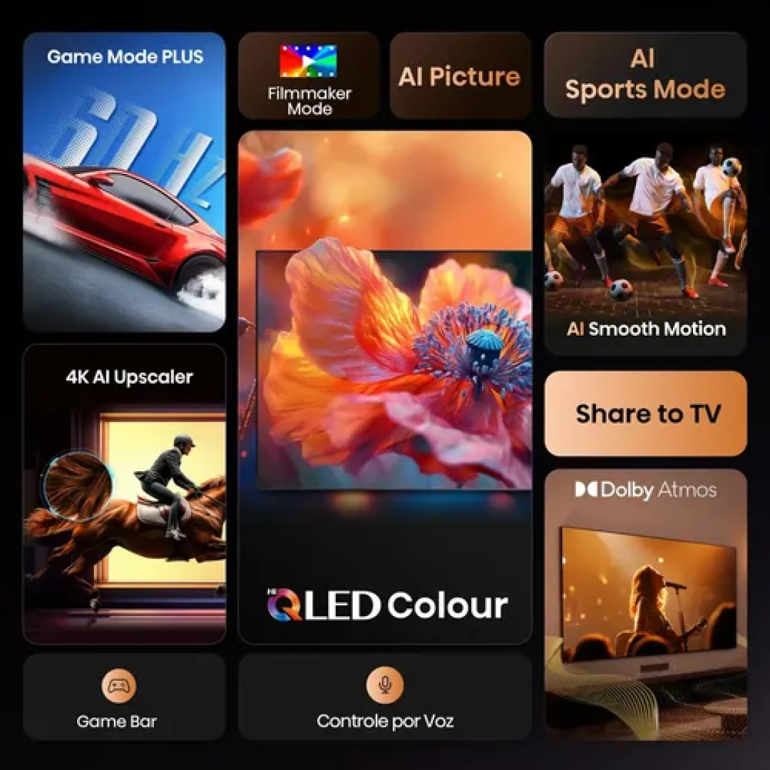 Smart Tv 4K Hisense Hi-Qled 43" 43Q6qvv Ai Sports Mode Dolby Gaming Compatibilidade Alexa