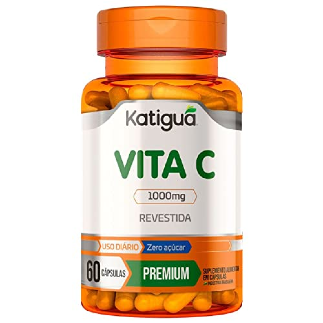 Katiguá, Vita C, Revestida, Sem sabor, 60 Cápsulas rígidas 30 doses, Laranja