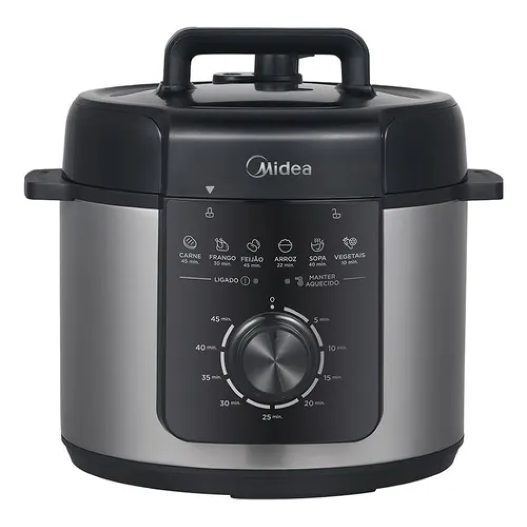 Panela De Pressão Mecânica Preta E Inox 4l Midea Cor Cinza