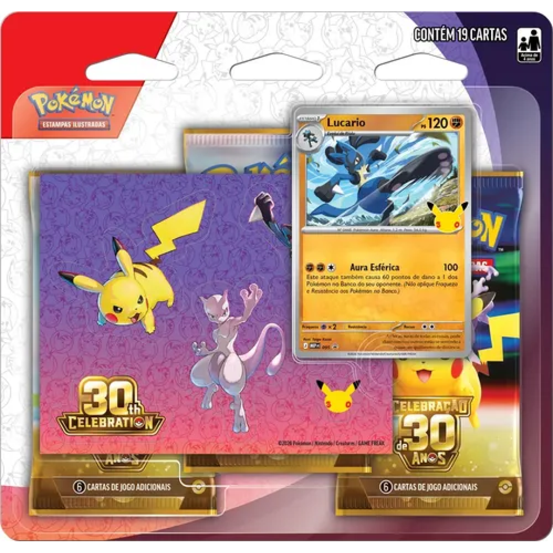 Pokémon Celebração de 30 anos – Blister Triplo com Adesivo Lucario