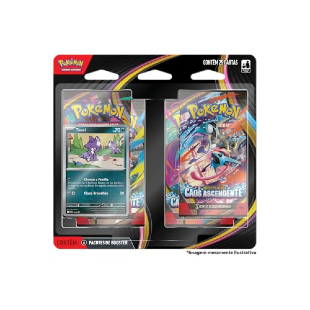Pacote Pokémon TCG Mega Evolução Caos Ascendente 4-Pack Blister Português