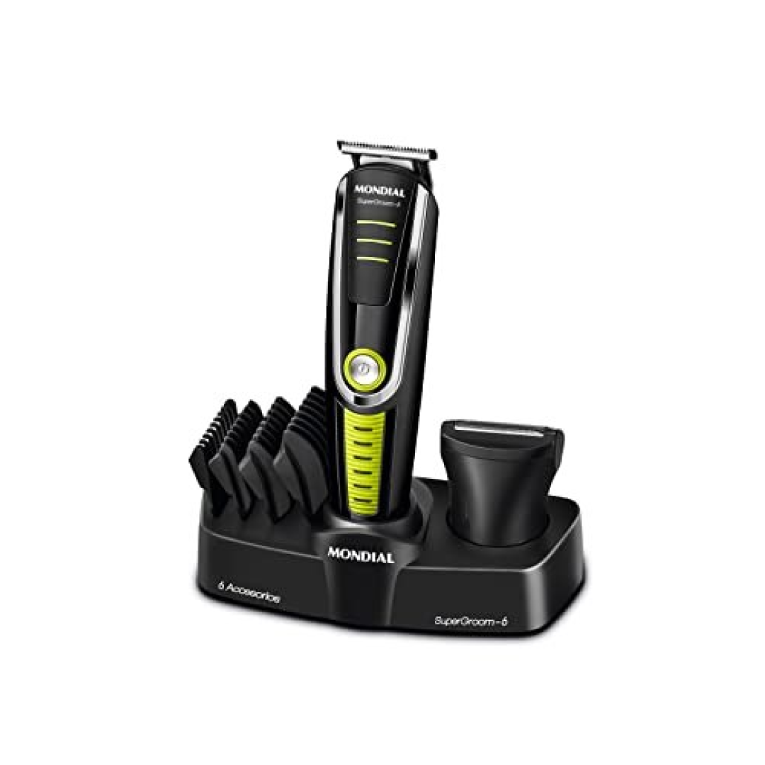 Aparador de Pelos Mondial Super Groom 06, Preto/Verde, 6W, Bivolt Bg-04