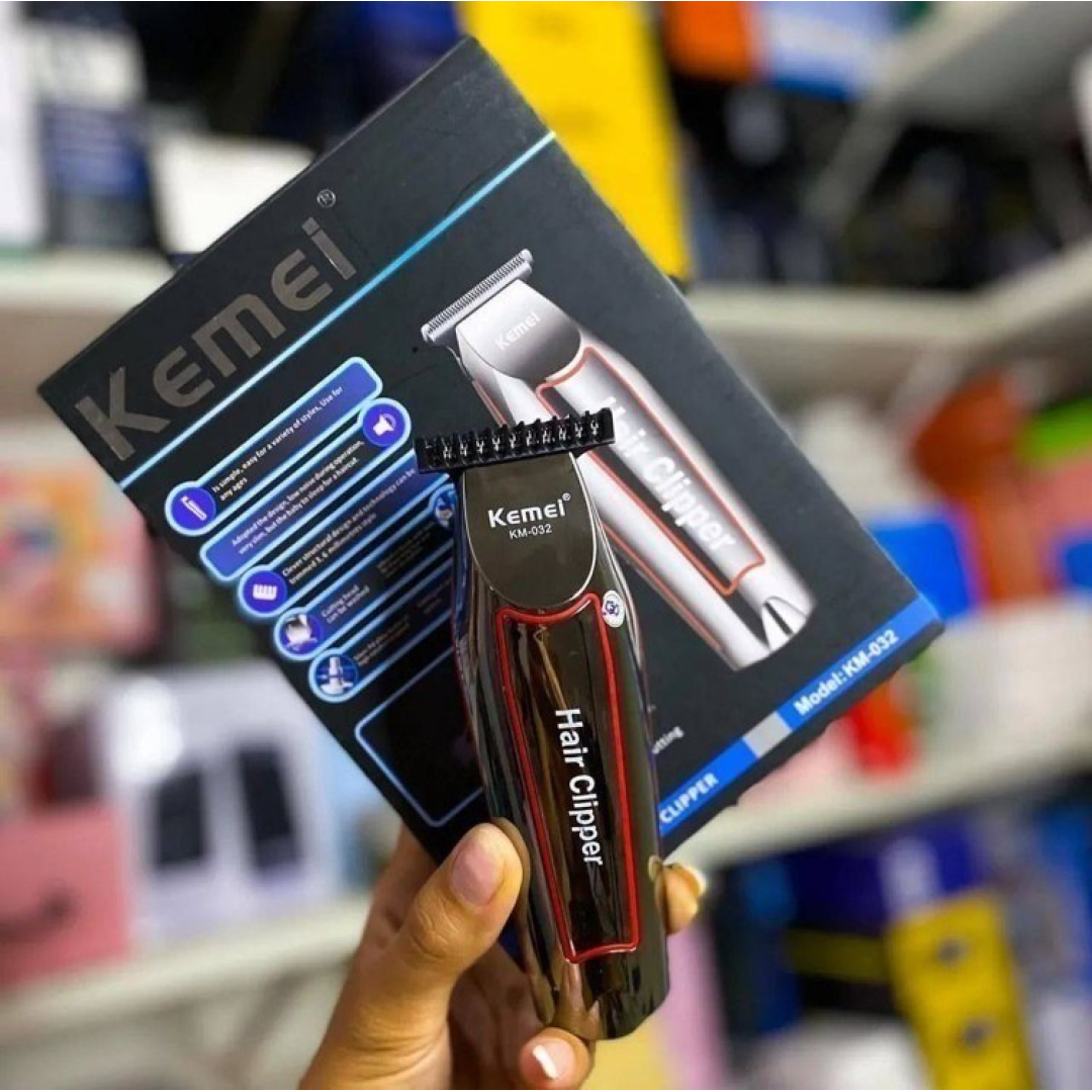 Máquina de Acabamento Sem Fio Kemei Km-032 Prateada 3 Pentes