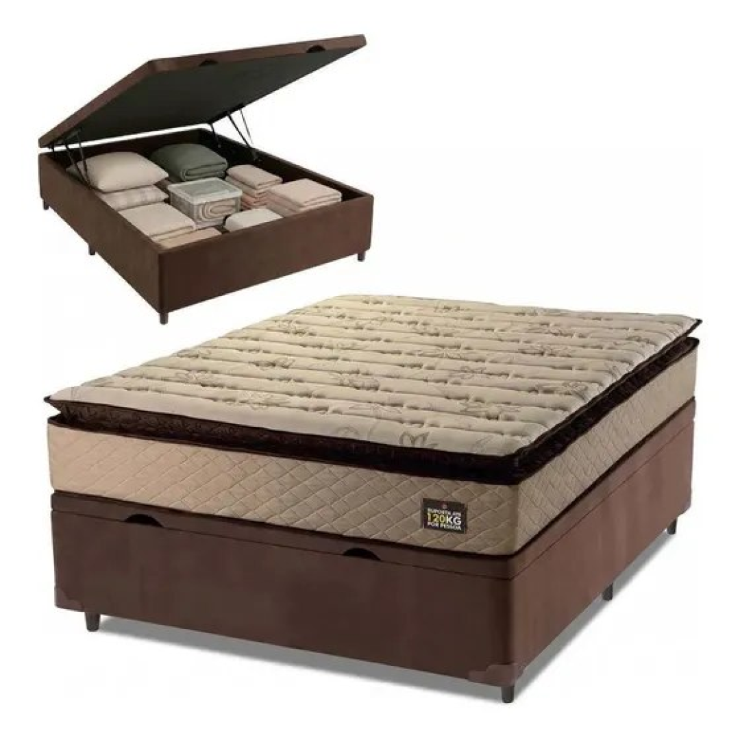 Cama Box Baú Casal Van Gogh Espuma D33 138x188cm com Pillow Top