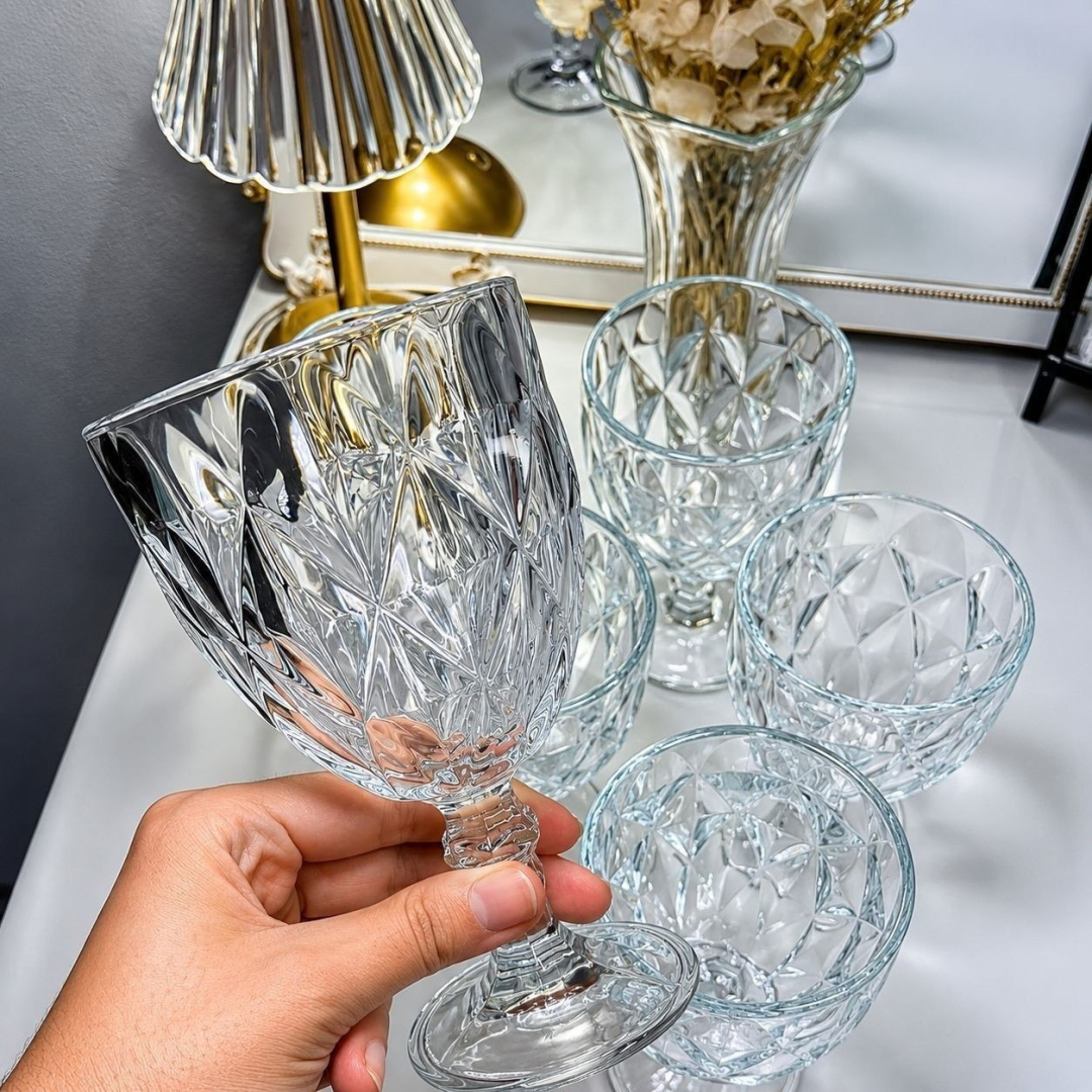 Jogo com 6 Taças de Cristal 340ml Diamond