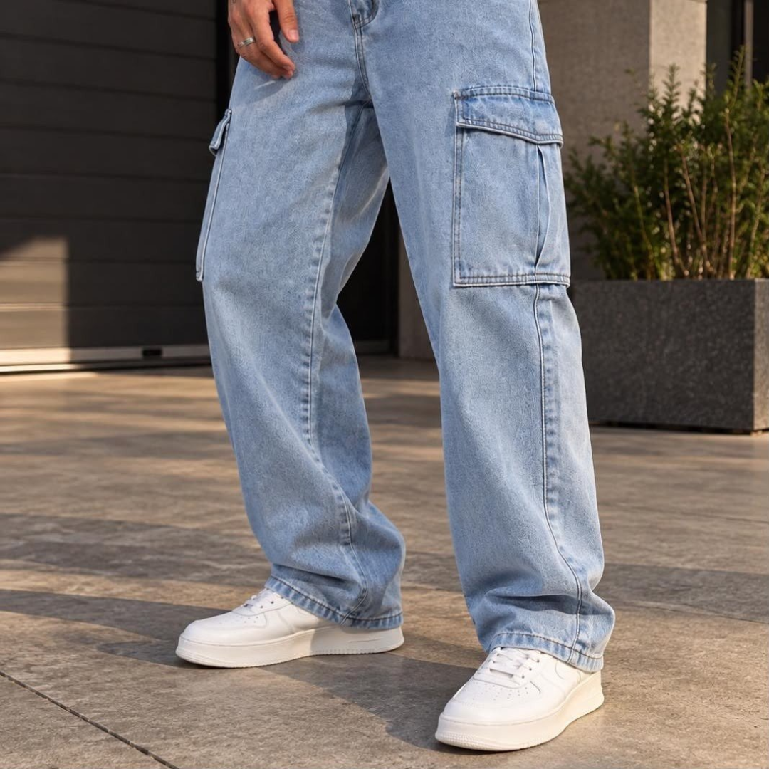 Calça Cargo Jeans Streetwear (5 cores)