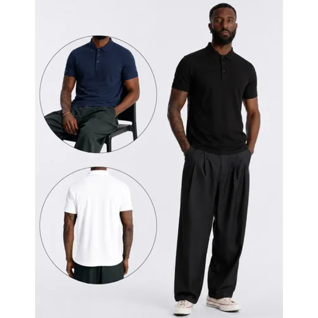 Kit com 3 Camisetas Polo Tech Malha Fria Manga Curta