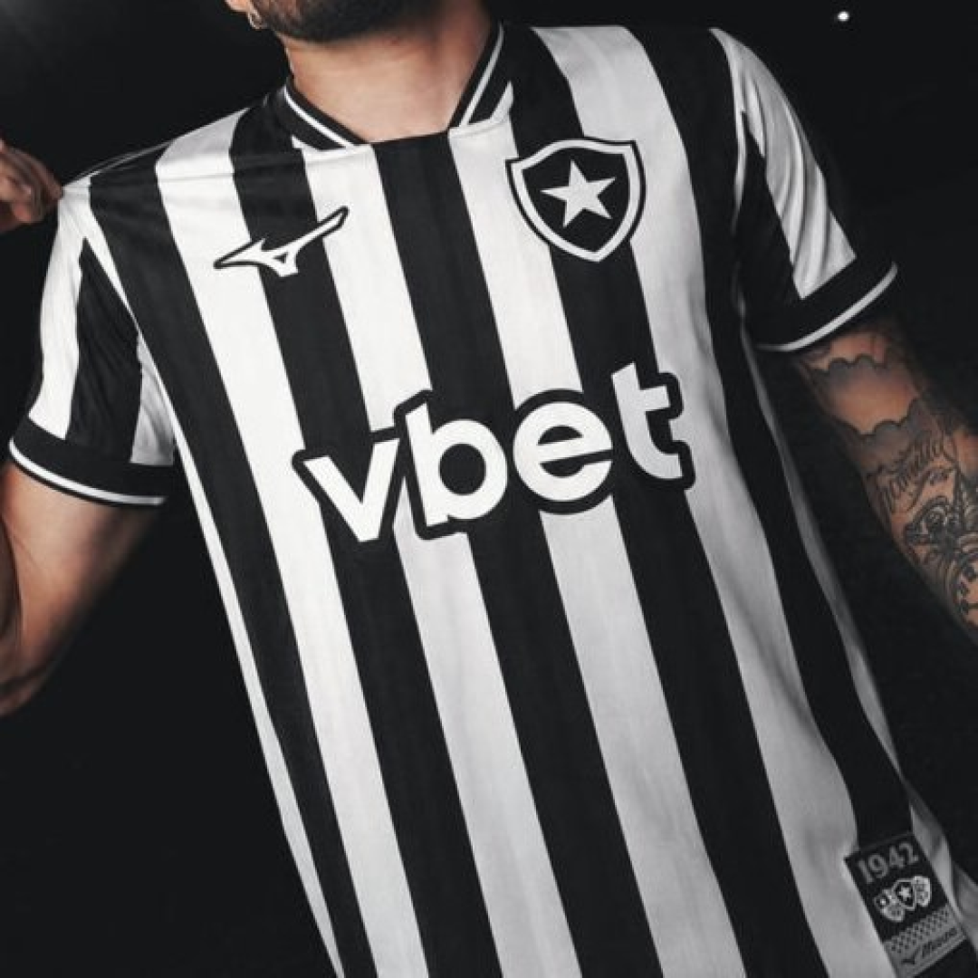 Camisa Oficial Botafogo 2023 Listrada Preta e Branca