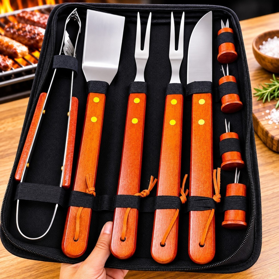 Kit com 10 Peças Churrasco Faqueiro Nylon
