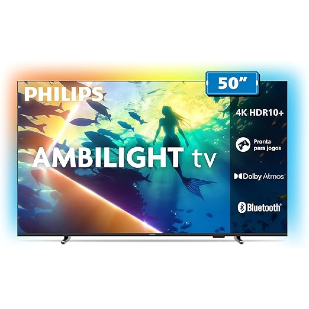 PHILIPS, Smart TV Ambilight 50" 4K, 50PUG8100/78, Comando de Voz, HDR10+/Dolby Atmos, VRR/ALLM, Bluetooth