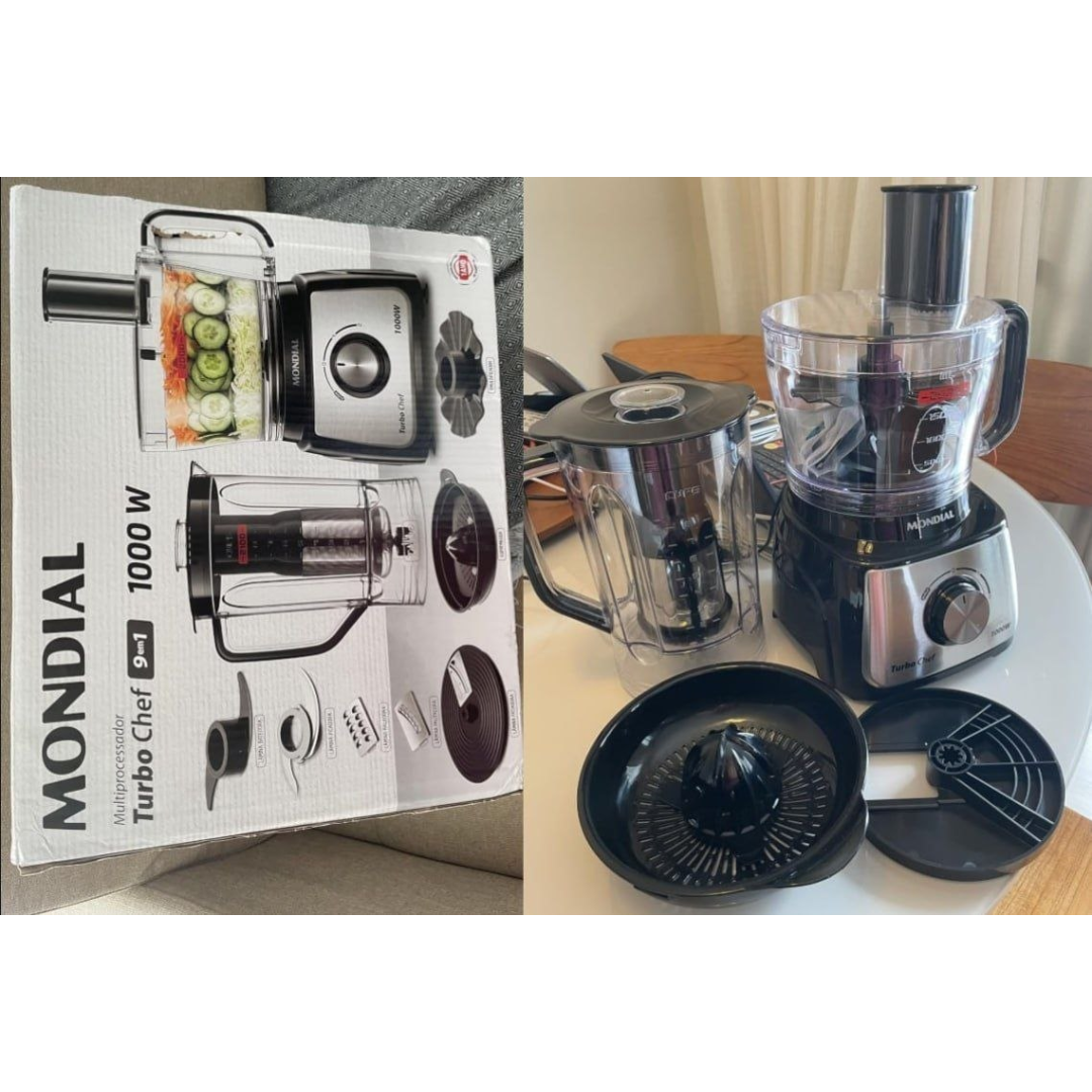 MONDIAL Multiprocessador Turbo Chef 9 em 1, Preto, 1000W, 220V - MPN-01-BF