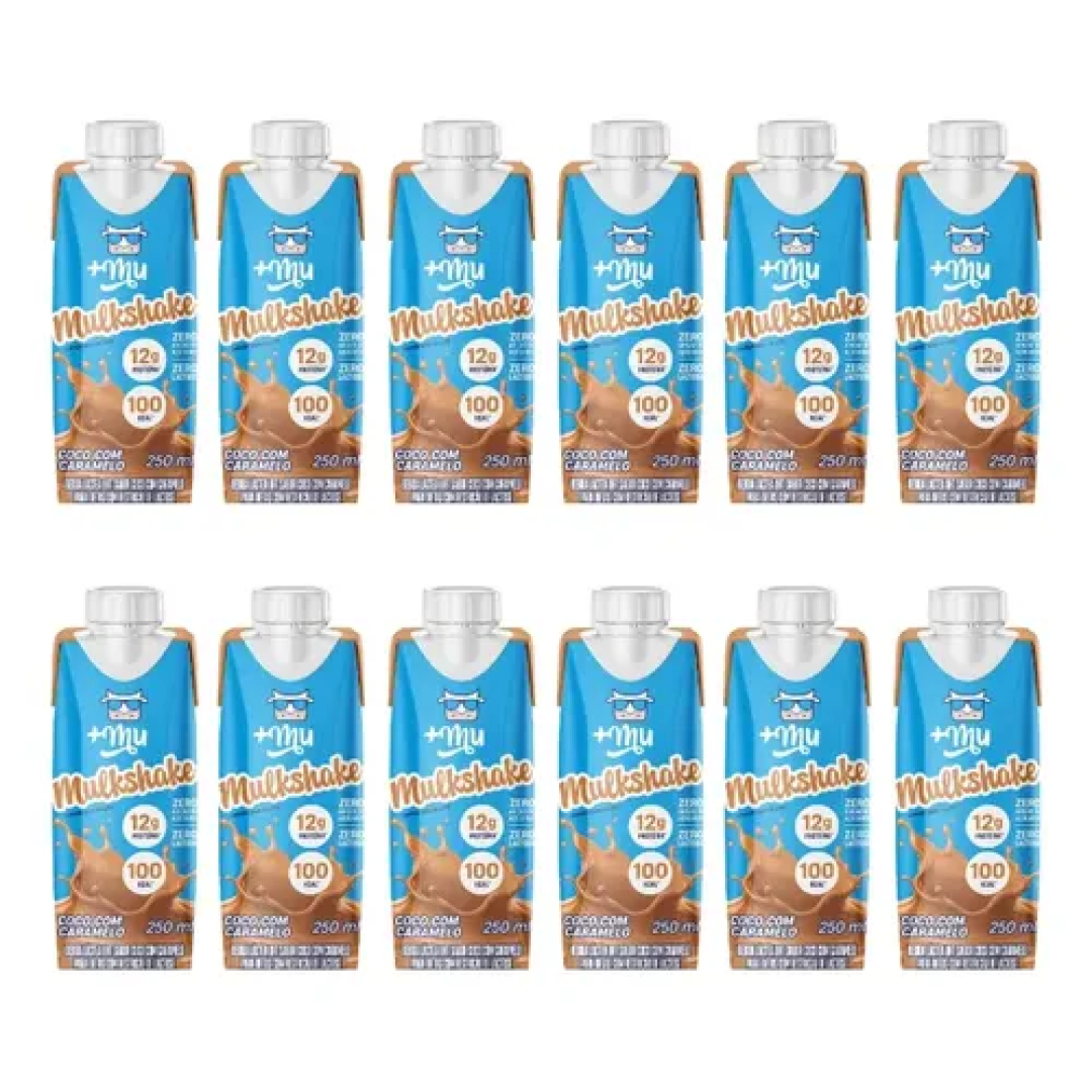 Pack Com 12 Garrafinhas Mulkshake Mais Mu Coco Com Caramelo