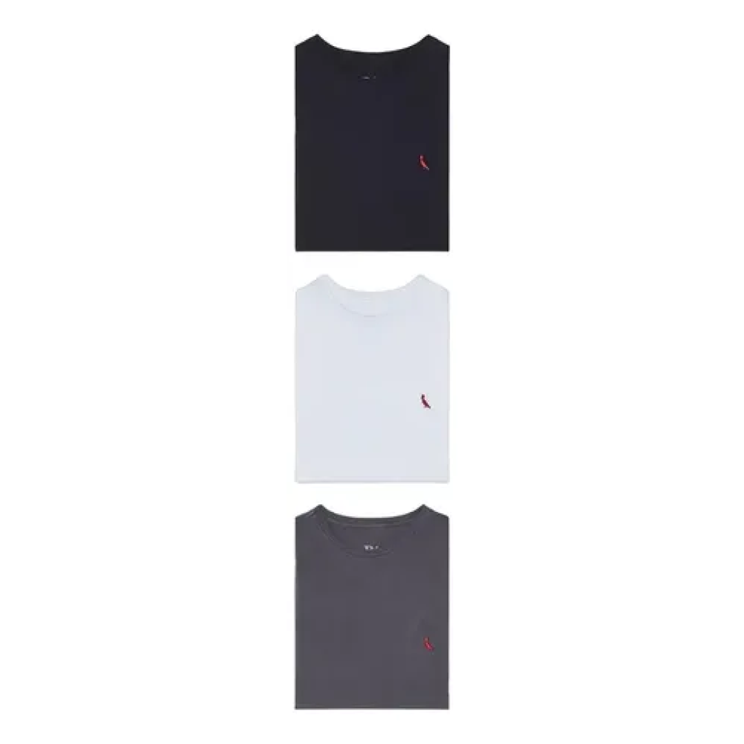 Kit com 3 Camisetas Básicas Reserva