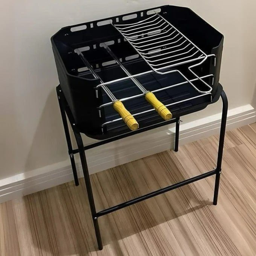 Churrasqueira Móvel Pro Tork De Aço Grill + Grelha + Espetos